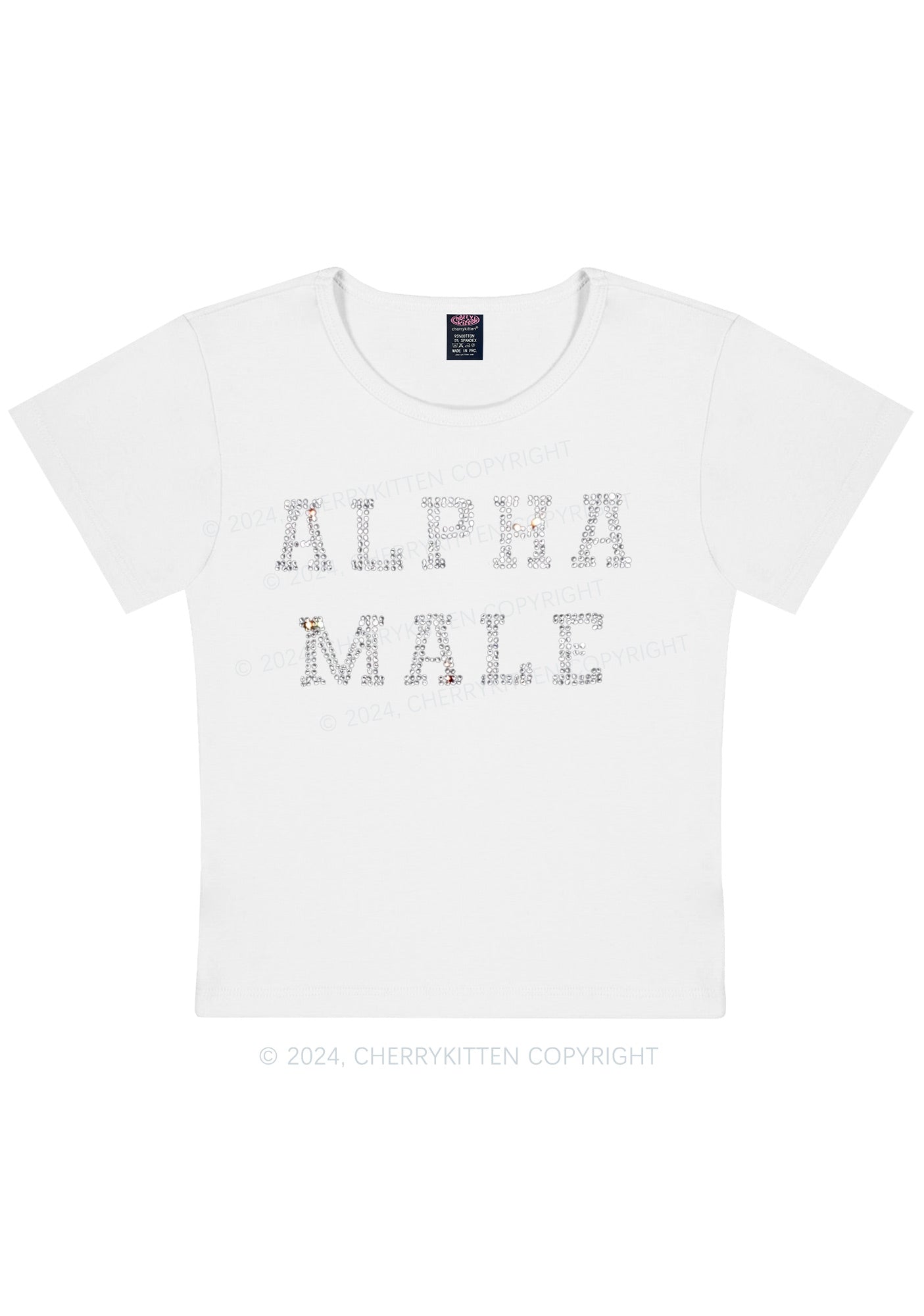 Rhinestone Alpha Male Y2K Baby Tee Cherrykitten