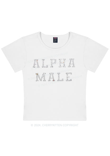 Rhinestone Alpha Male Y2K Baby Tee Cherrykitten