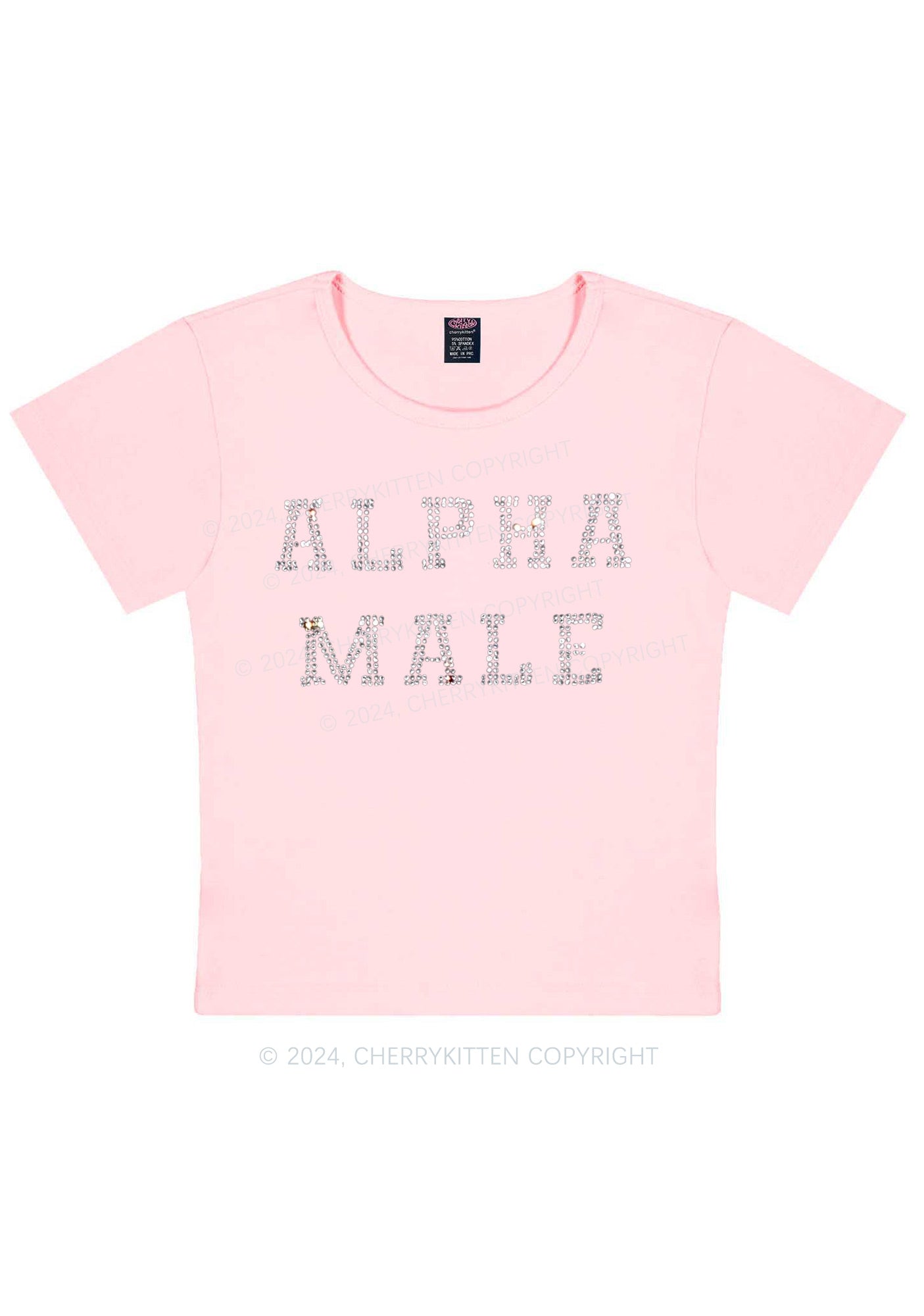Rhinestone Alpha Male Y2K Baby Tee Cherrykitten