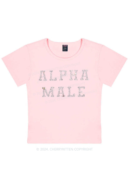 Rhinestone Alpha Male Y2K Baby Tee Cherrykitten