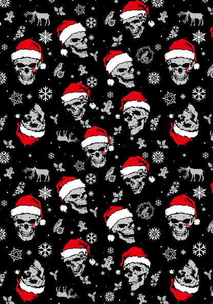 Skull Santa Y2K Print Long Sleeve Pajama Set Cherrykitten