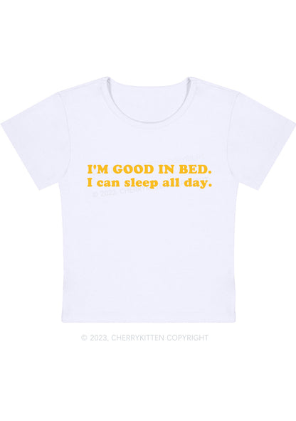 Curvy I'm Good In Bed Baby Tee Cherrykitten