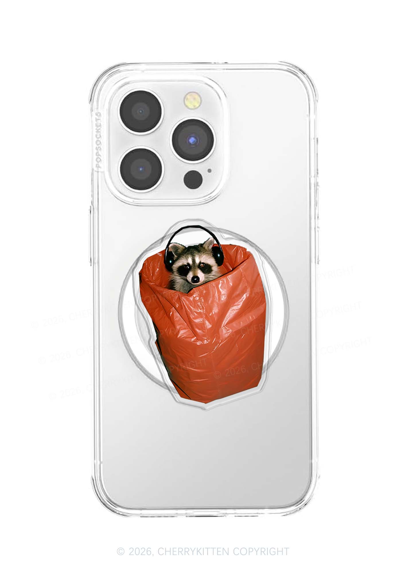 Raccoon With Headphones Y2K Magnetic Phone Grip Holder Cherrykitten
