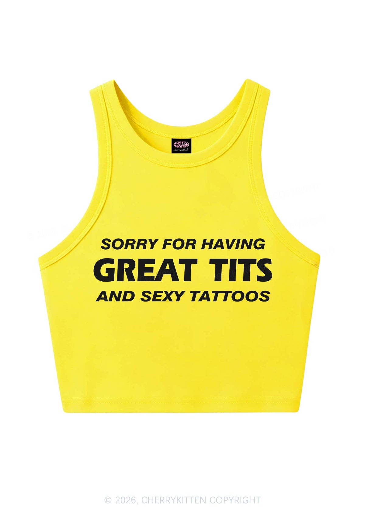 Sorry For Great Txts And Sexy Tattoos Y2K Crop Tank Top Cherrykitten