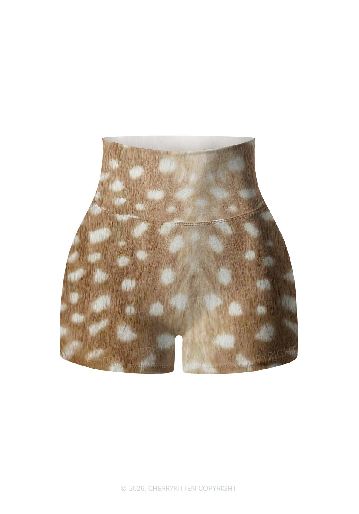 Deer Texture Y2K Print Gym Shorts Cherrykitten