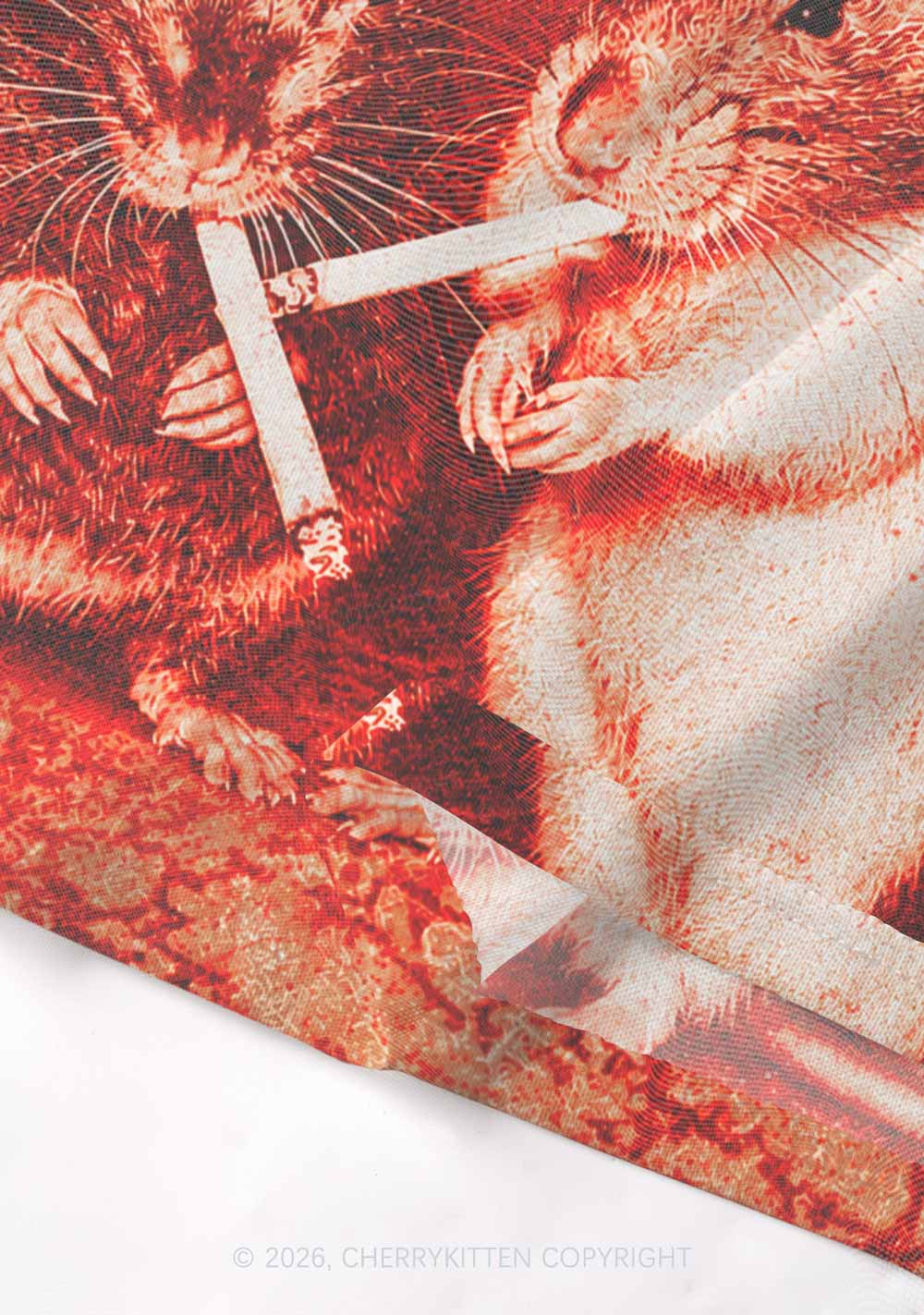 Halloween Blood Smoking Ratz Y2K Mesh Crop Top Cherrykitten