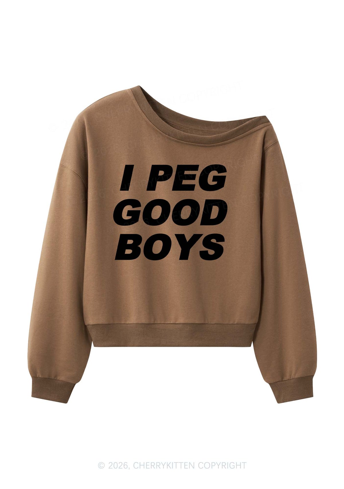 I Peg Good Boys Y2K Off Shoulder Sweatshirts Cherrykitten