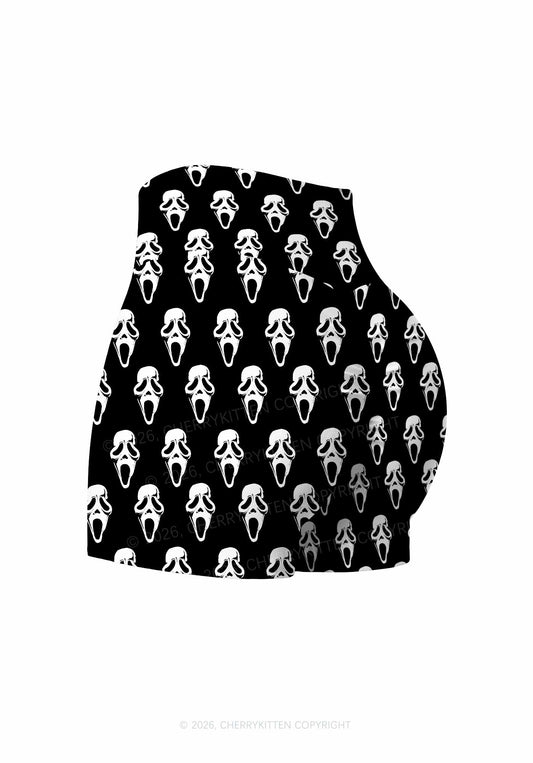 Halloween Spooky Ghost Y2K Print Gym Shorts Cherrykitten