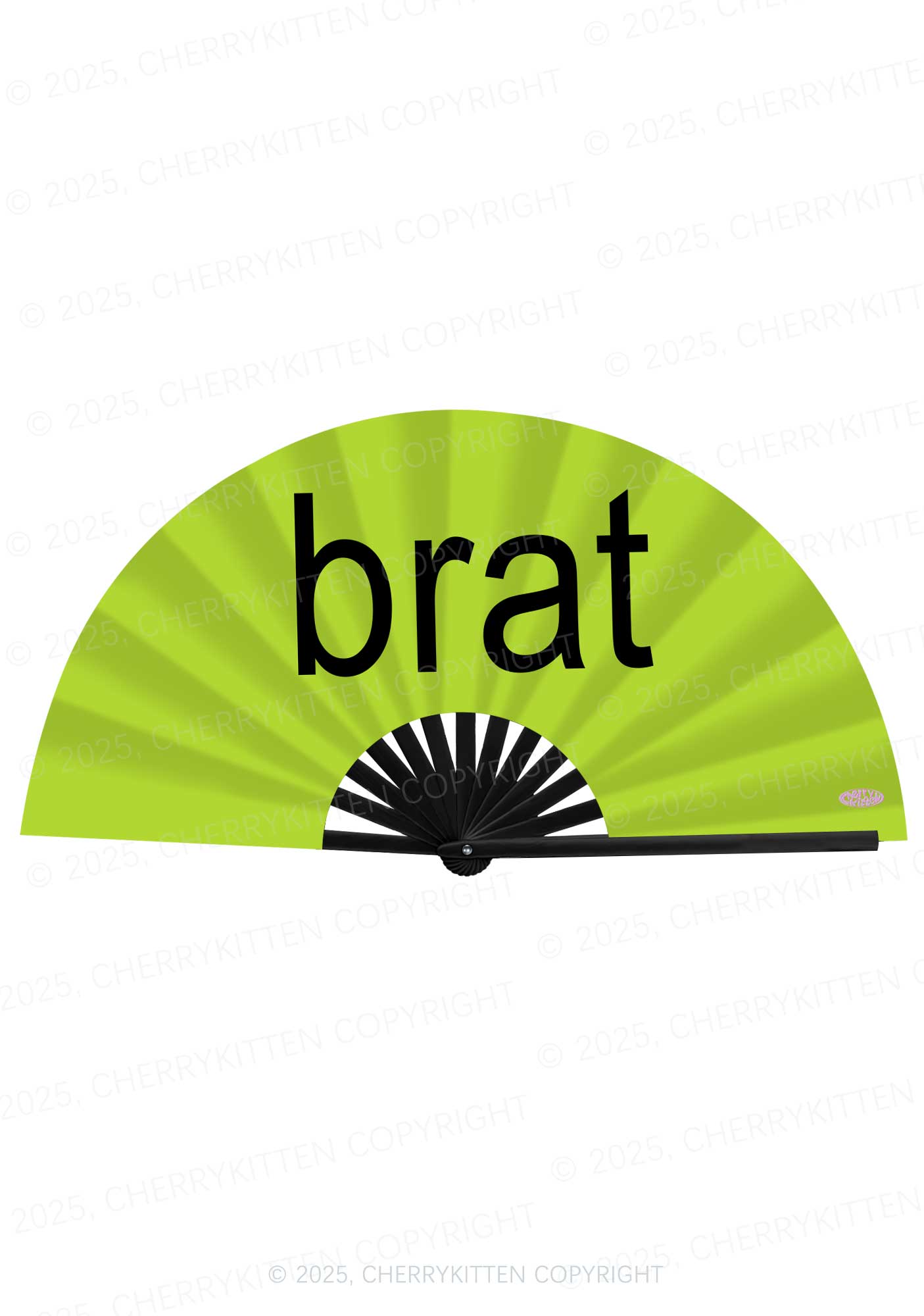 Green Brat Y2K Rave Hand Fan Cherrykitten
