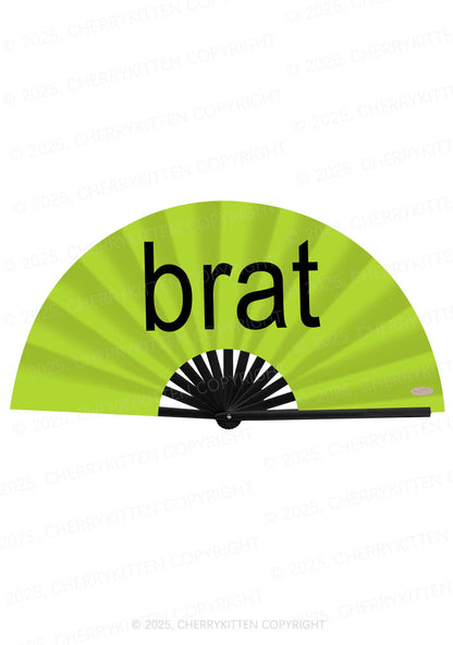 Green Brat Y2K Rave Hand Fan Cherrykitten