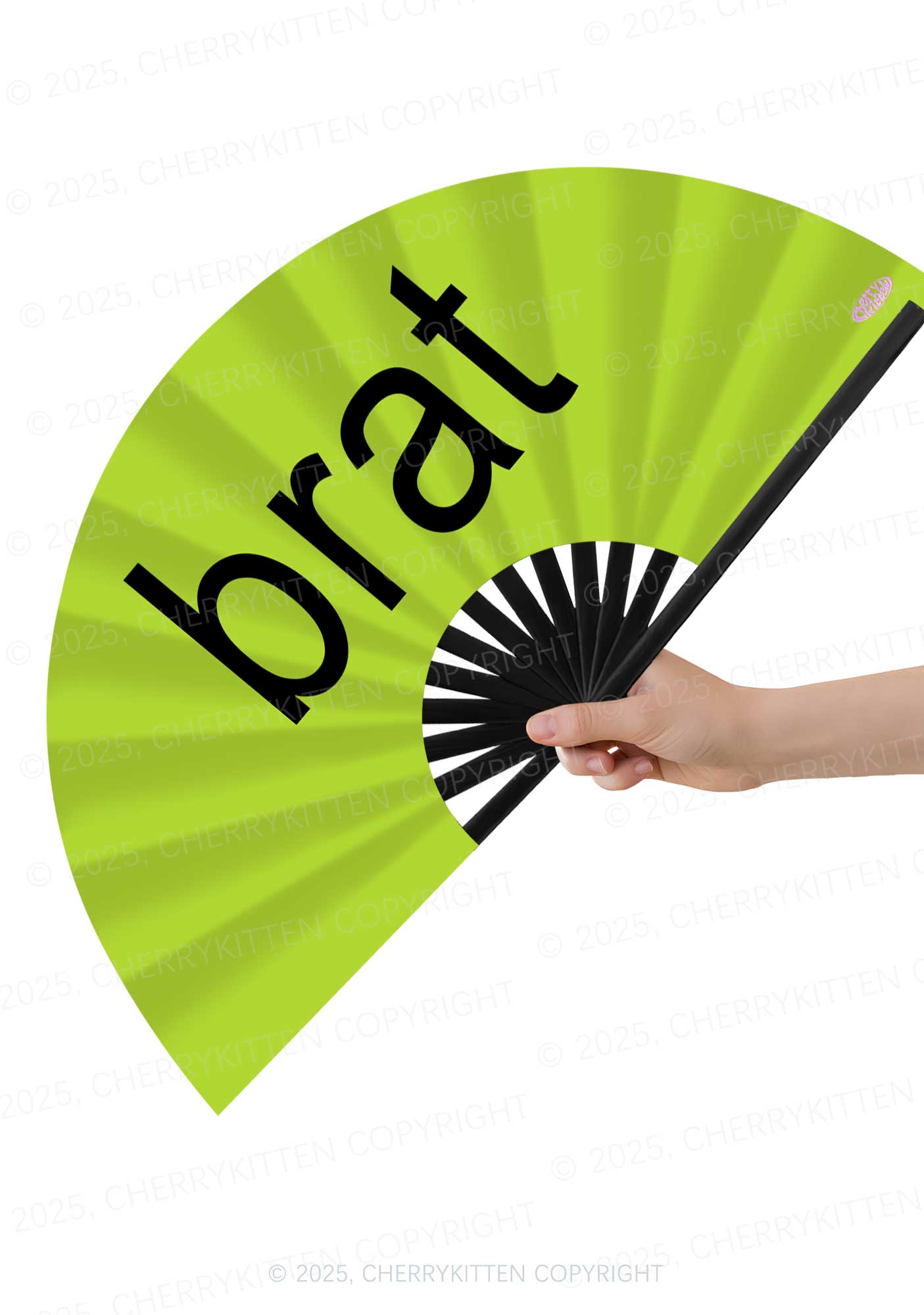 Green Brat Y2K Rave Hand Fan Cherrykitten