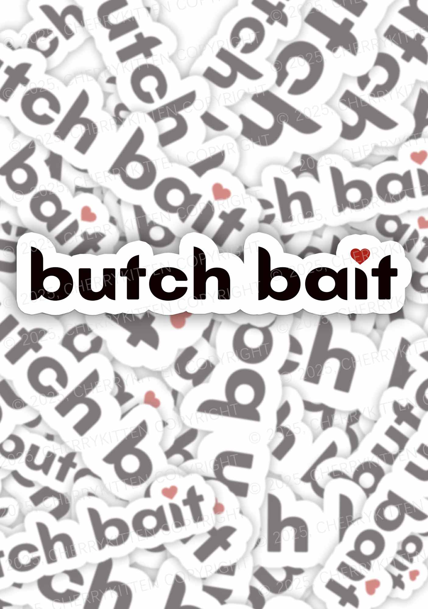 Butch Bait Heart Pride 1Pc Y2K Sticker Cherrykitten