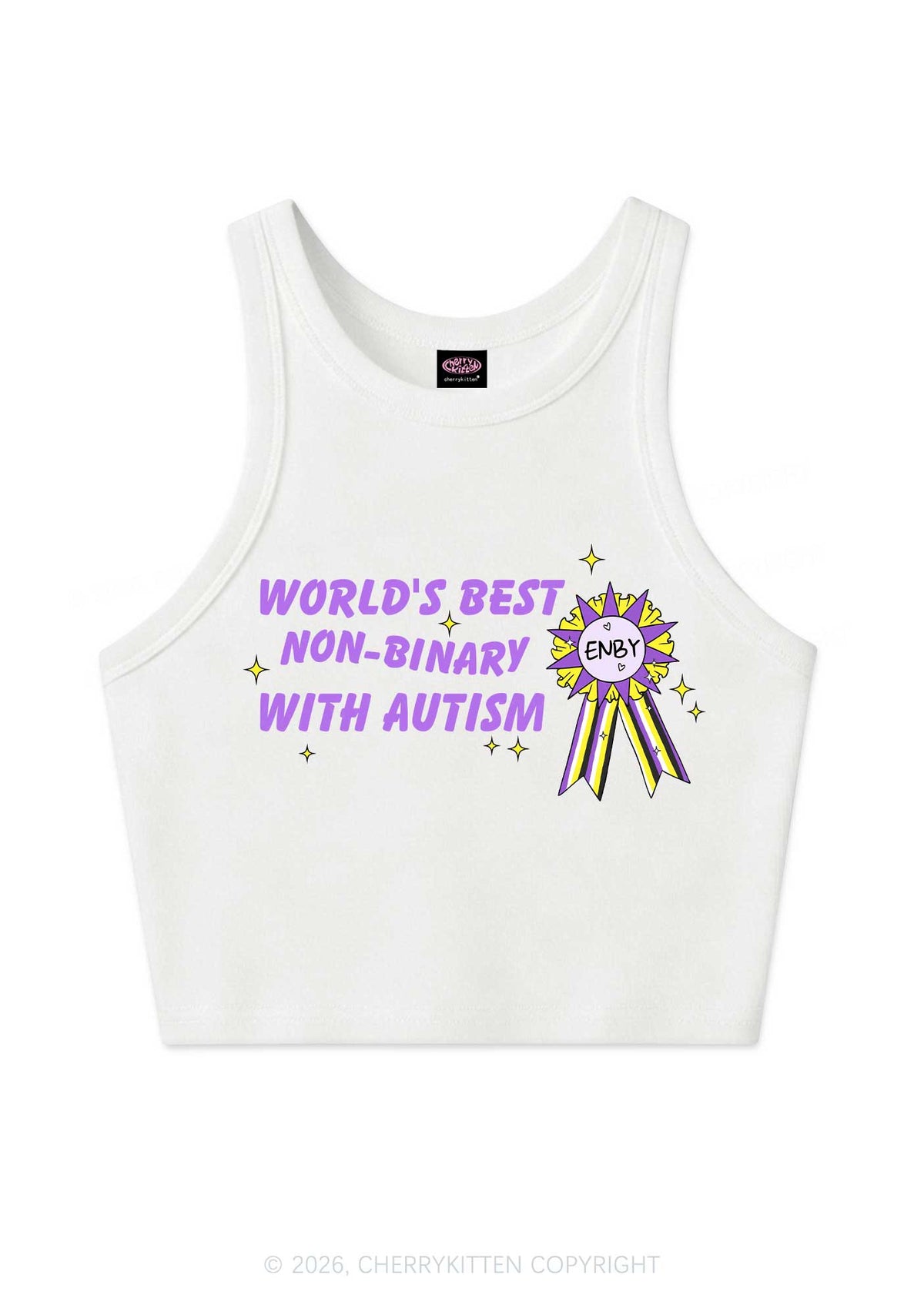 Worlds Best Nonbinary Y2K Crop Tank Top Cherrykitten