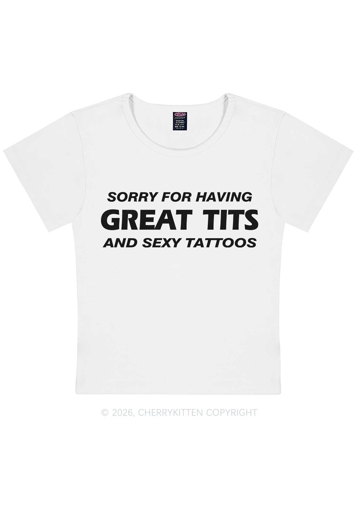 Sorry For Great Txts And Sexy Tattoos Y2K Baby Tee Cherrykitten