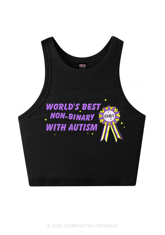 Worlds Best Nonbinary Y2K Crop Tank Top Cherrykitten