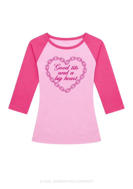 Good Tits Big Heart Y2K Raglan Sleeve Top Cherrykitten