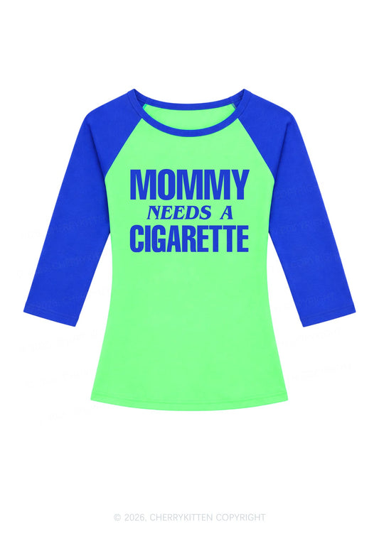 Mommy Needs A Cigarette Y2K Raglan Sleeve Crop Top Cherrykitten