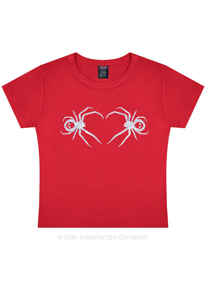 Glitter Skull Spider Y2K Baby Tee Cherrykitten