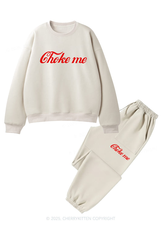 Choke Me Y2K Fleece Sweatshirts Set Cherrykitten