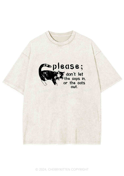 Please Don't Let The Cops In Y2K Washed Tee Cherrykitten