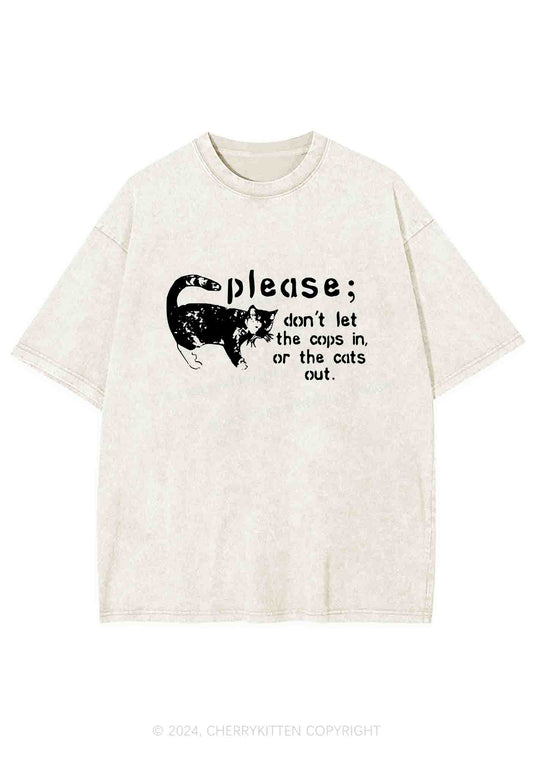 Please Don't Let The Cops In Y2K Washed Tee Cherrykitten