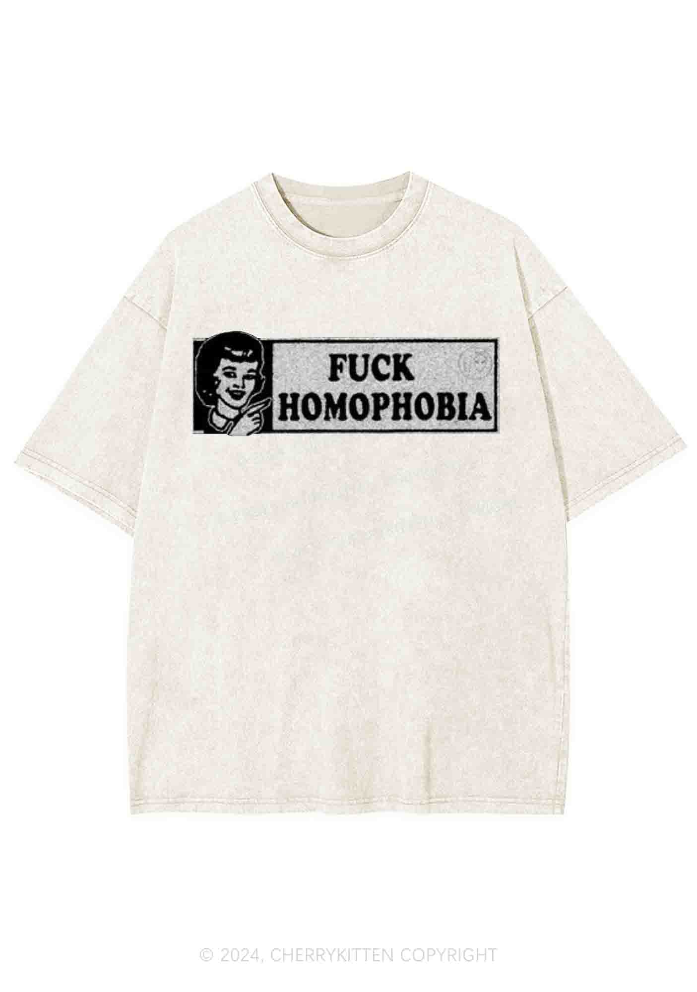 Fxxk Homophobia Y2K Washed Tee Cherrykitten