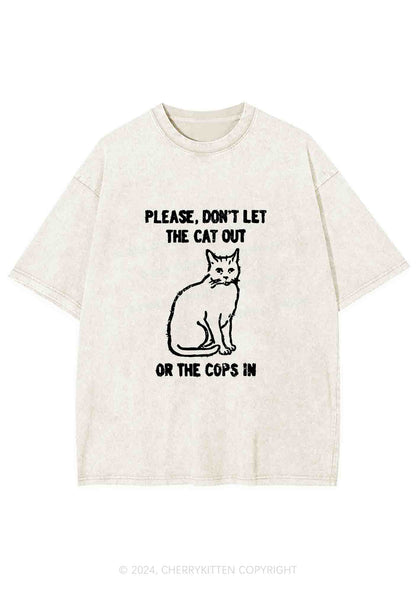 Don't Let The Cat Out Y2K Washed Tee Cherrykitten