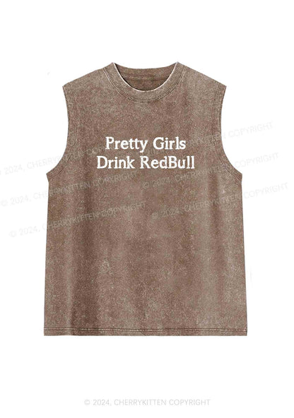 Pretty Girls Drink Redbull Y2K Washed Tank Cherrykitten