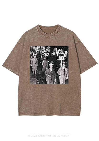 We Want Beer Y2K Washed Tee Cherrykitten