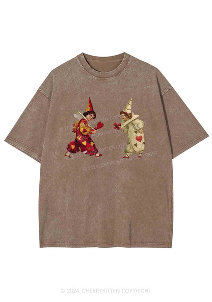 Heart Bow Knot Kids Y2K Washed Tee Cherrykitten