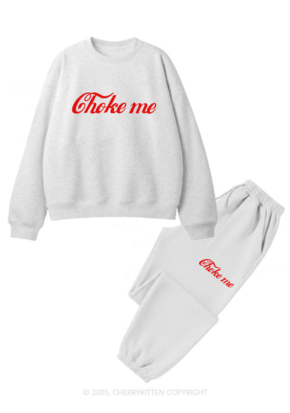 Choke Me Y2K Fleece Sweatshirts Set Cherrykitten