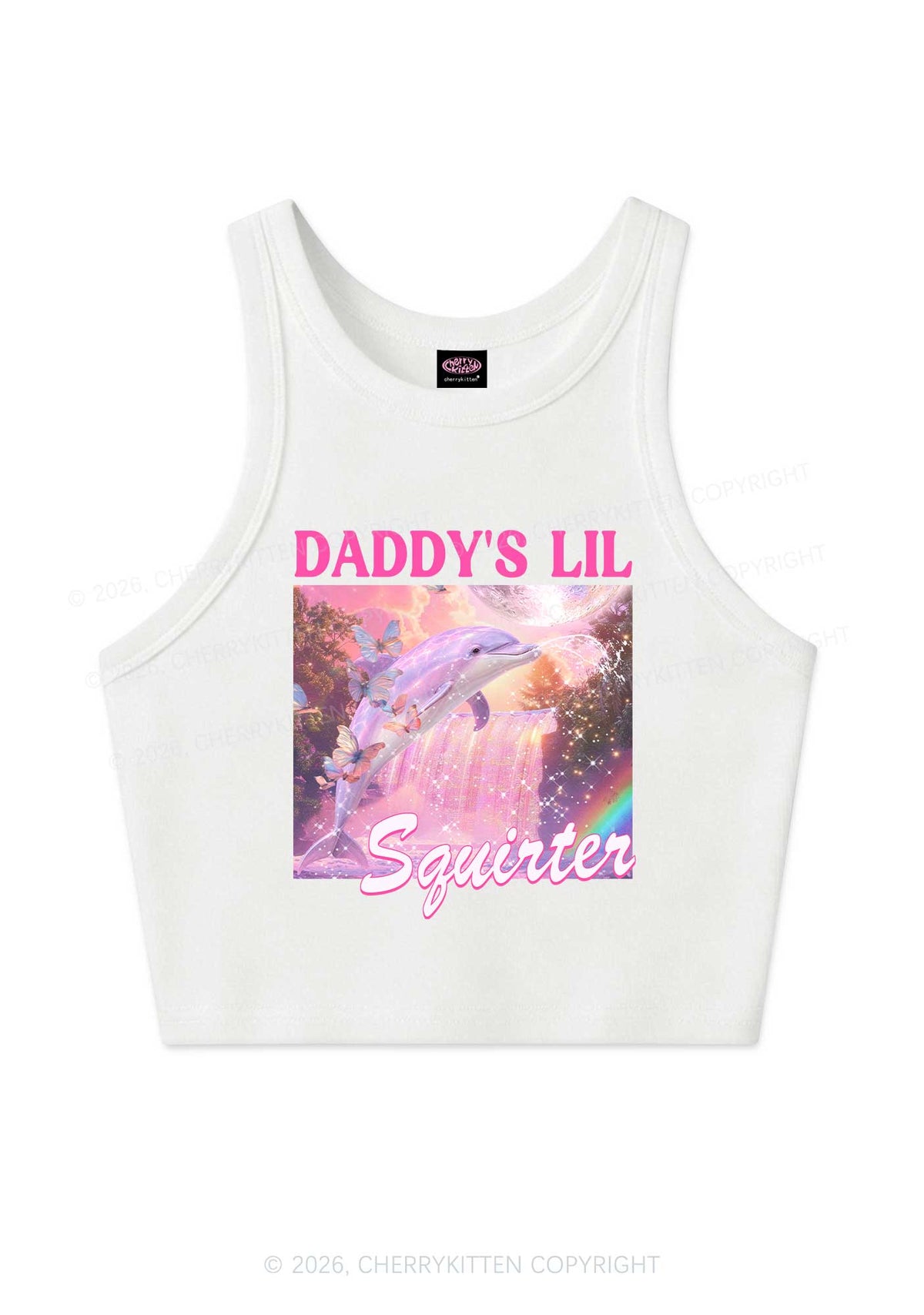 Daddys Lil Squirter Dolphin Y2K Crop Tank Top Cherrykitten