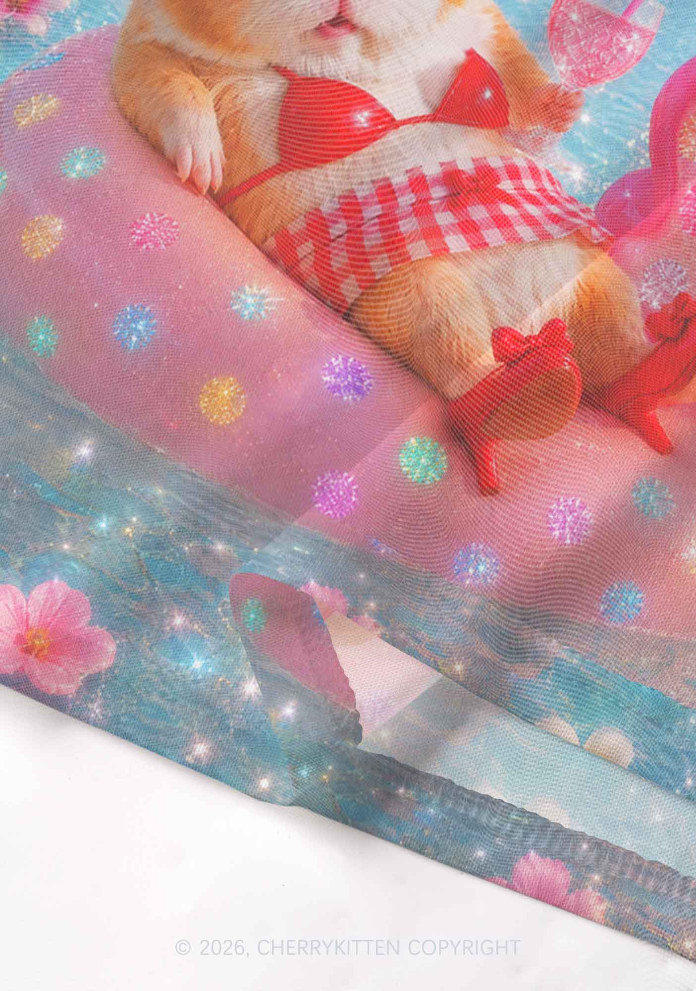 Guinea Pig On Unicorn Y2K Mesh Crop Top Cherrykitten