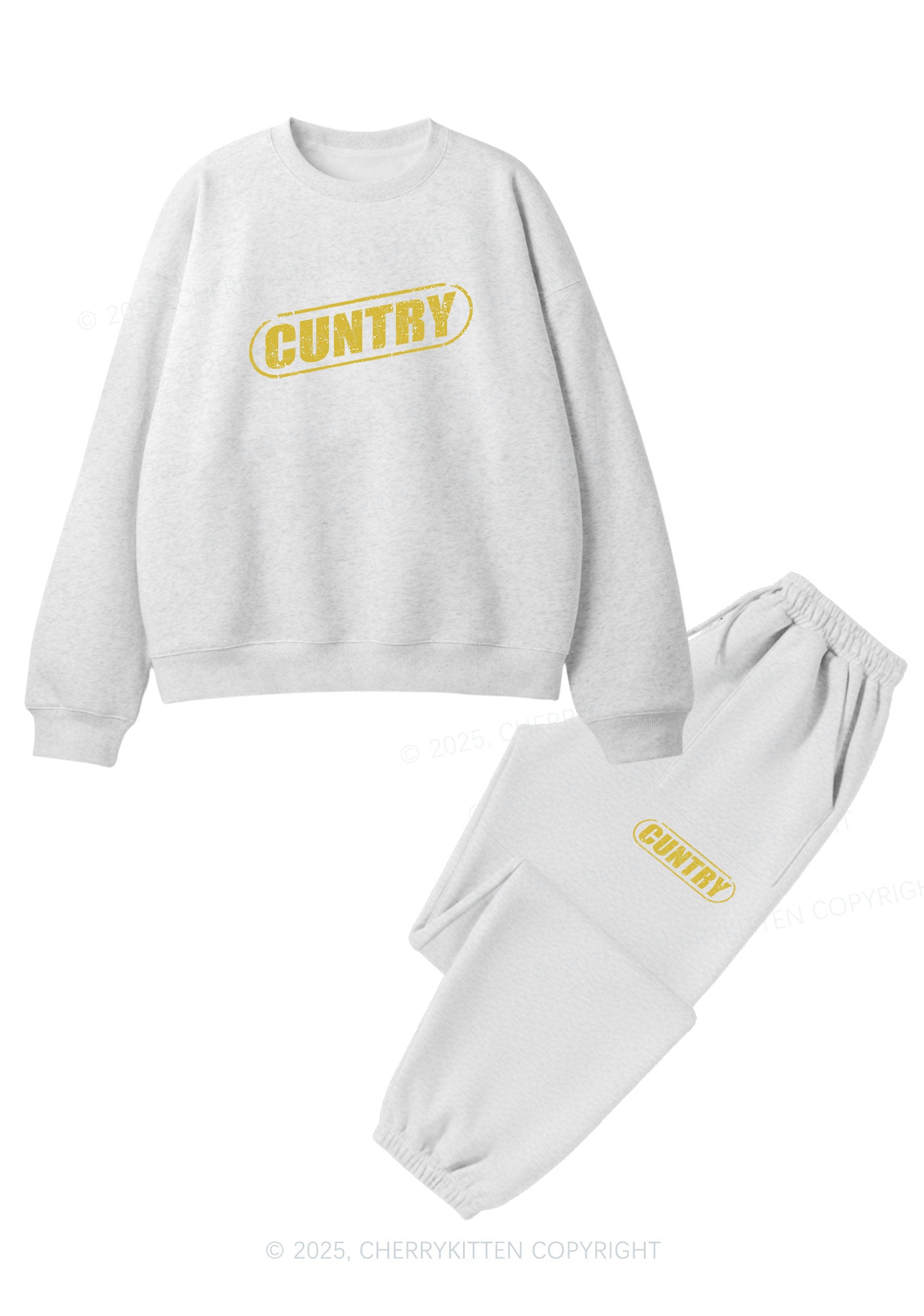 Cuntry Y2K Fleece Sweatshirts Set Cherrykitten
