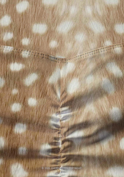 Deer Texture Y2K Print Gym Shorts Cherrykitten