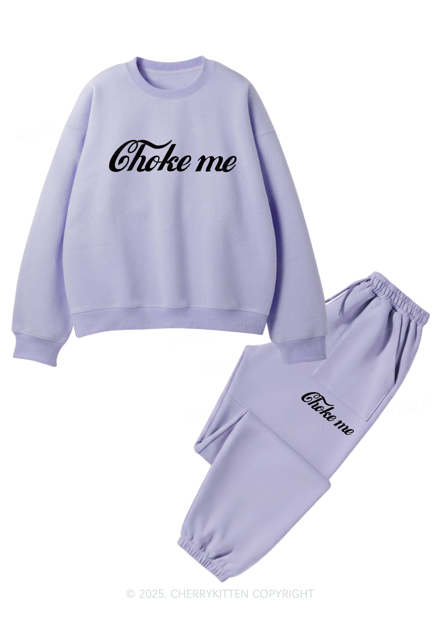 Choke Me Y2K Fleece Sweatshirts Set Cherrykitten