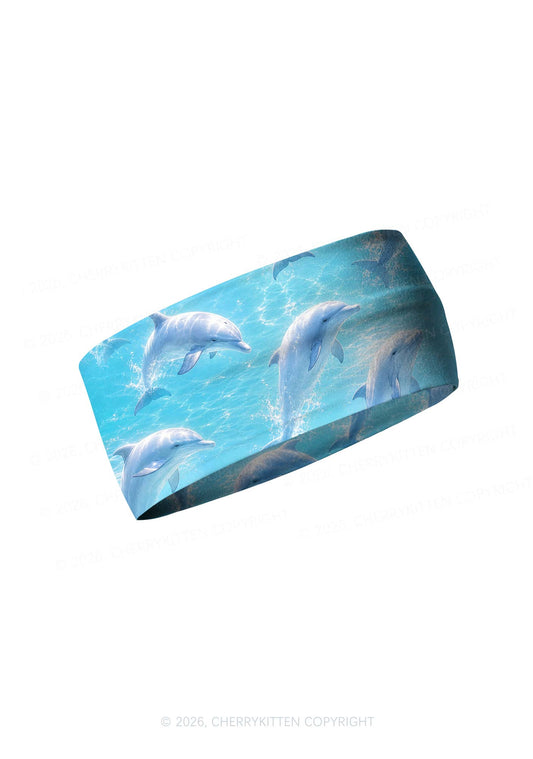 Blue Dolphin Y2K Print Headband Cherrykitten