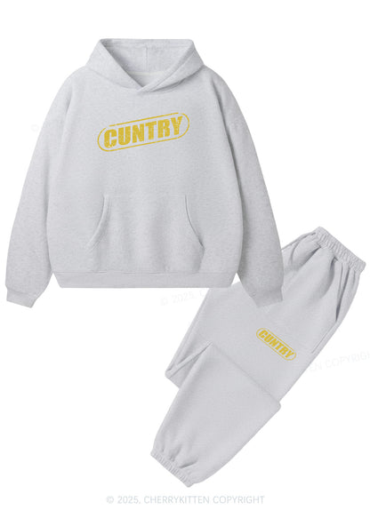 Cuntry Y2K Fleece Hoodie Set Cherrykitten