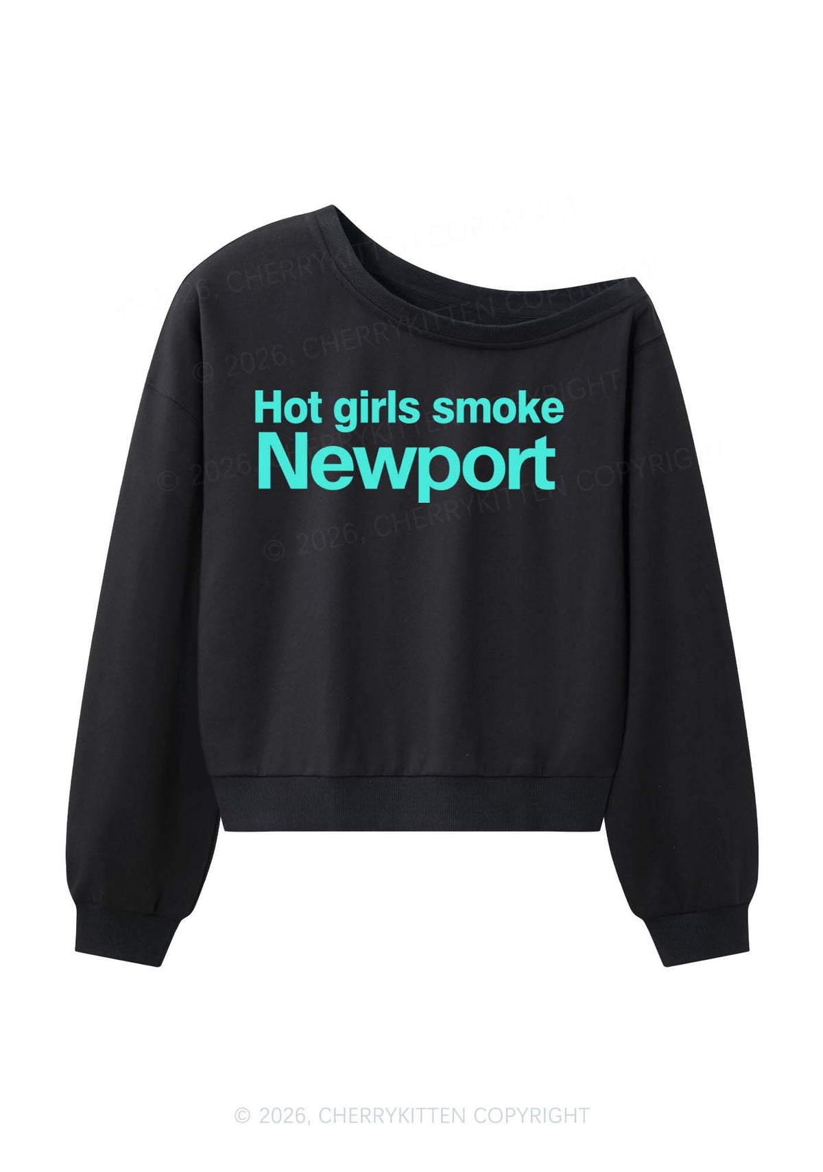 Hot Girls Smoke New Y2K Off Shoulder Sweatshirts Cherrykitten