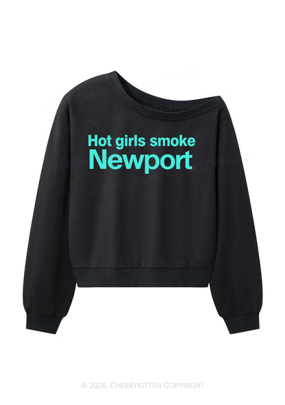 Hot Girls Smoke New Y2K Off Shoulder Sweatshirts Cherrykitten
