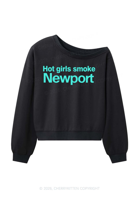Hot Girls Smoke New Y2K Off Shoulder Sweatshirts Cherrykitten