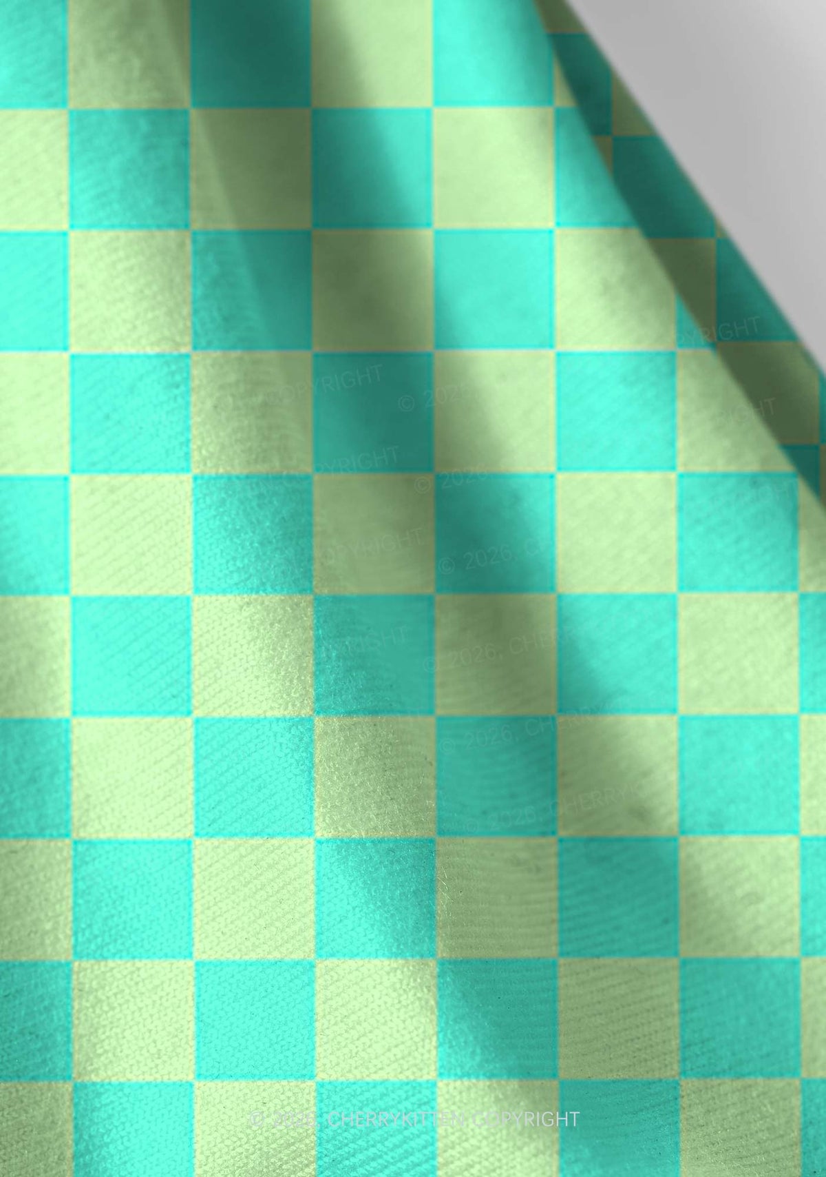 Mint Green Checkered Y2K Print Headband Cherrykitten