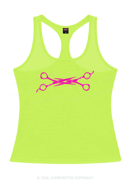 Pink Scissors Pride Y2K Women Racerback Tank Top Cherrykitten