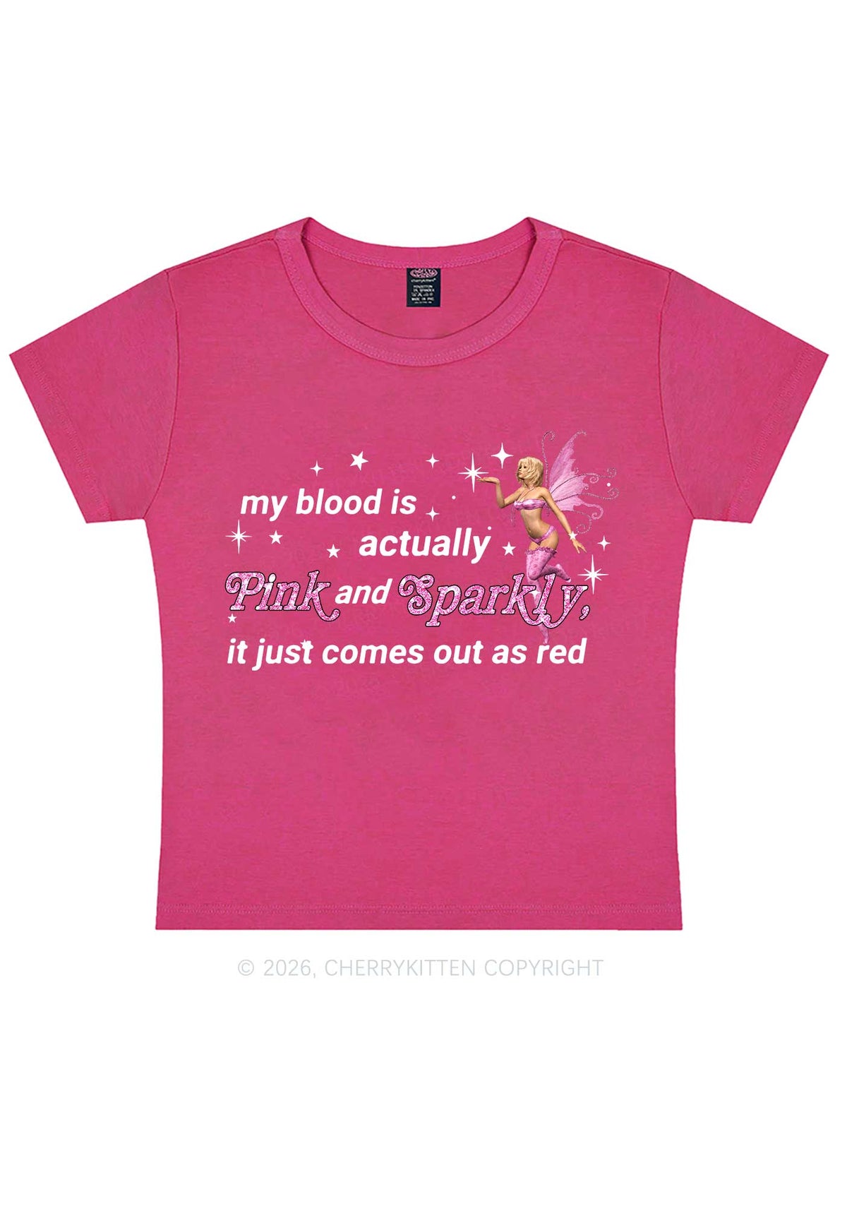 My Blood Is Pink And Sparkly Y2K Baby Tee Cherrykitten