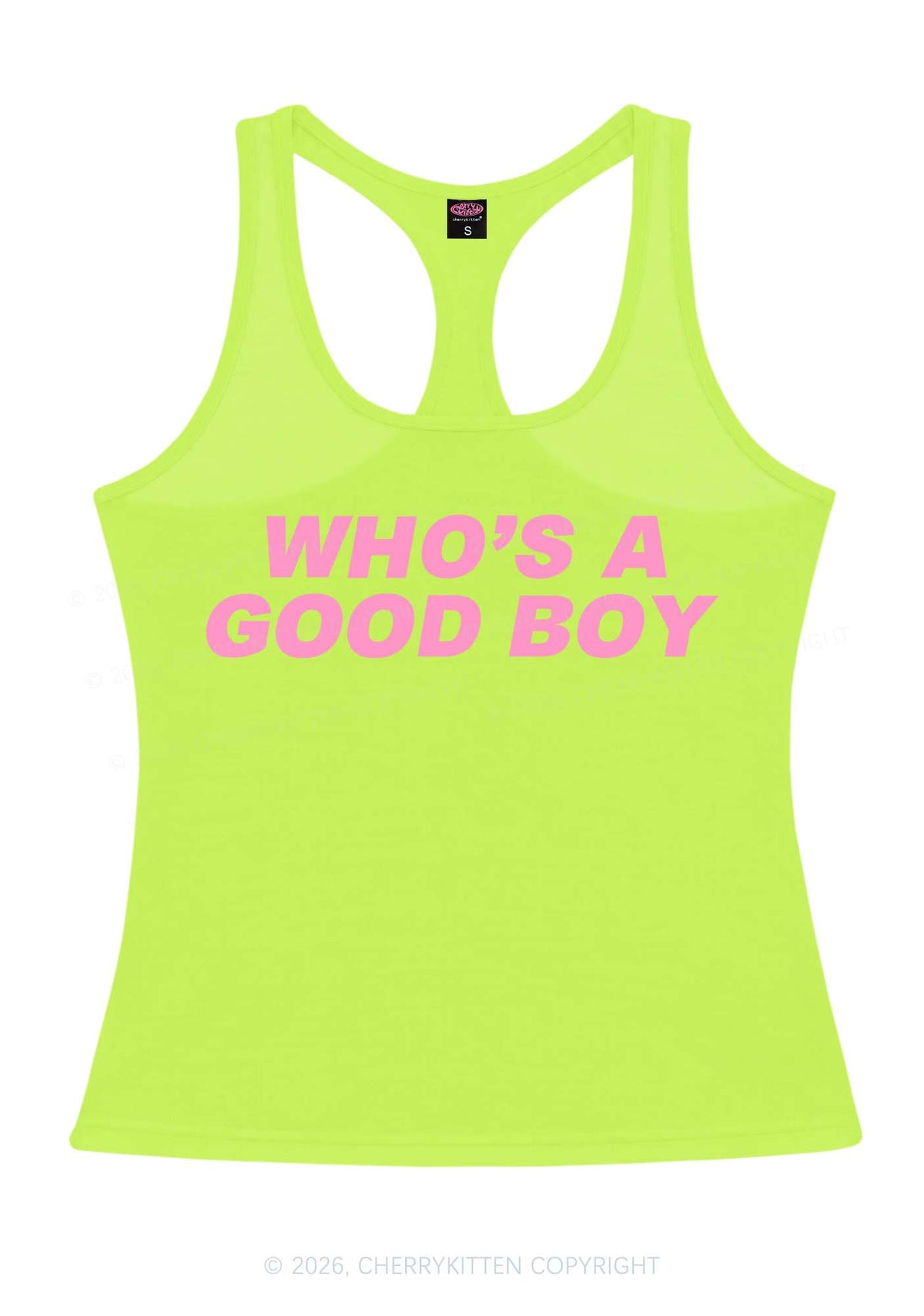 Whos A Good Boy Y2K Women Racerback Tank Top Cherrykitten