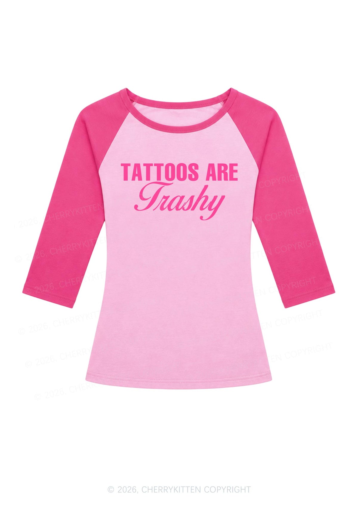Tattoos Are Trashy Y2K Raglan Sleeve Crop Top Cherrykitten