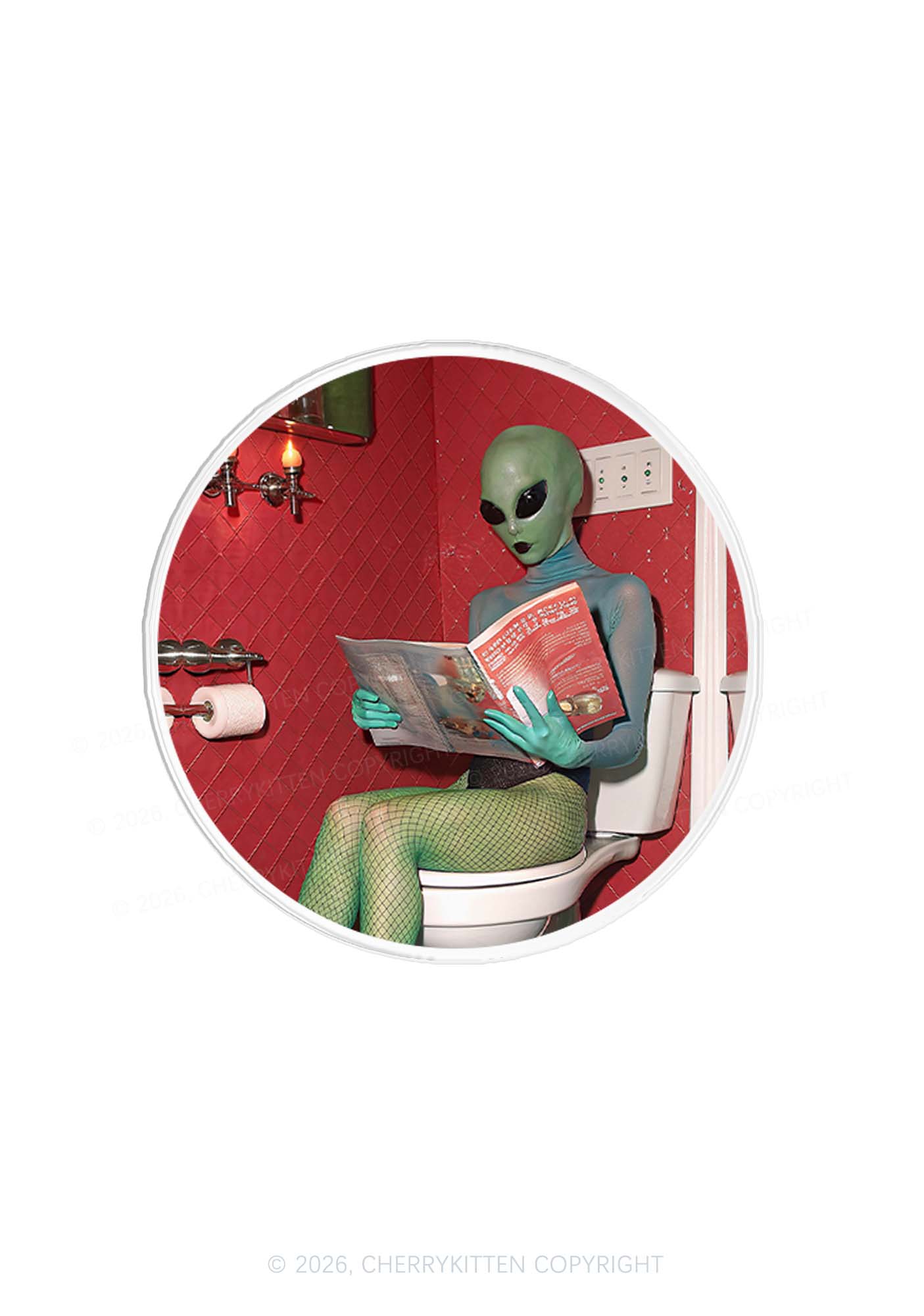 Halloween Alien On Toilet Y2K Magnetic Phone Grip Holder Cherrykitten