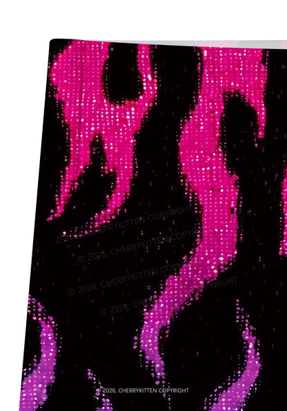 Bisexual Flame Pride Y2K Print Gym Shorts Cherrykitten