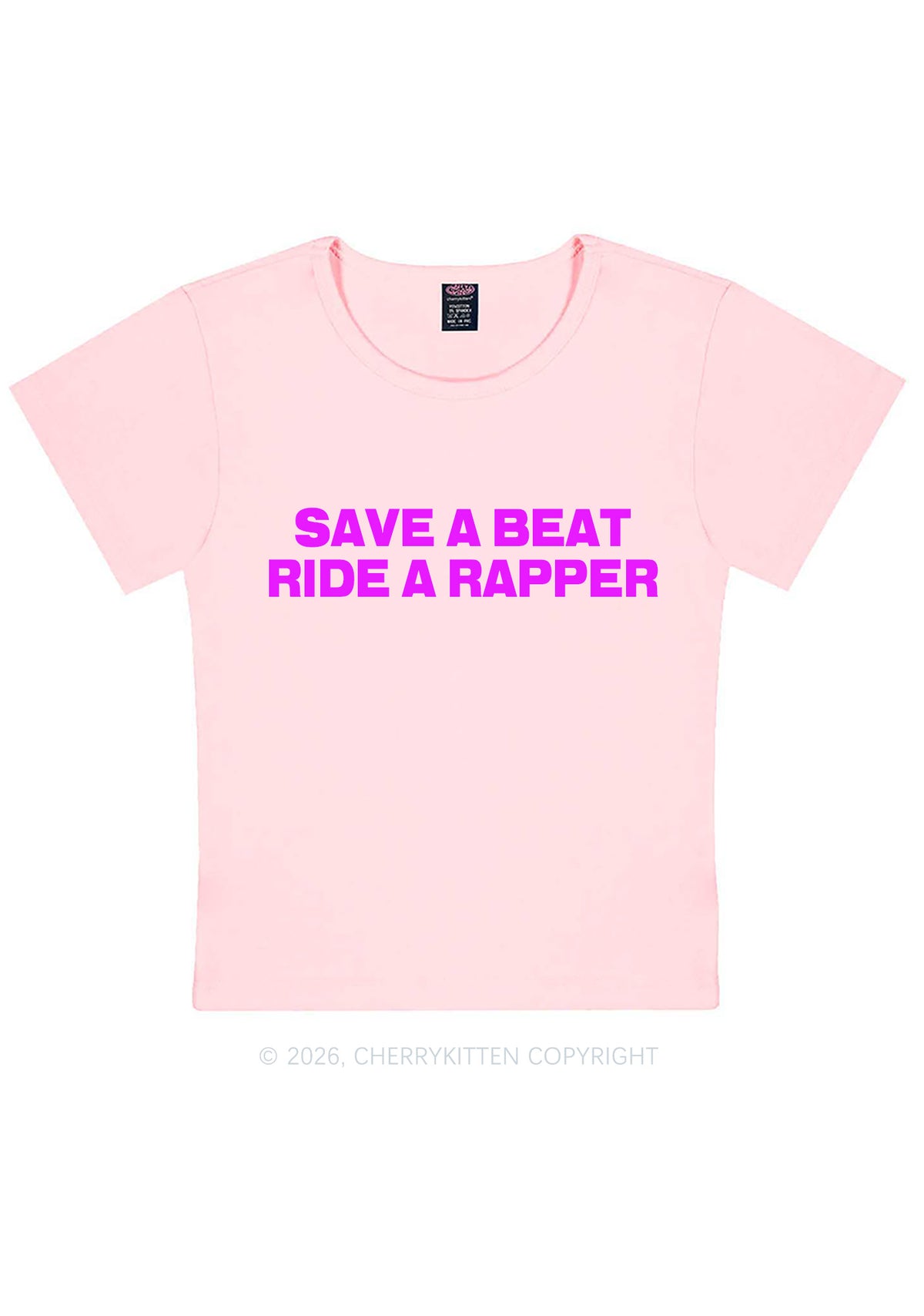 Save A Beat Ride A Rapper Y2K Baby Tee Cherrykitten