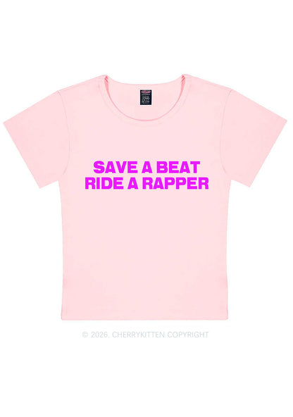 Save A Beat Ride A Rapper Y2K Baby Tee Cherrykitten